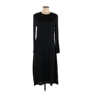 Onirik Black Silk Dress with front left slit.